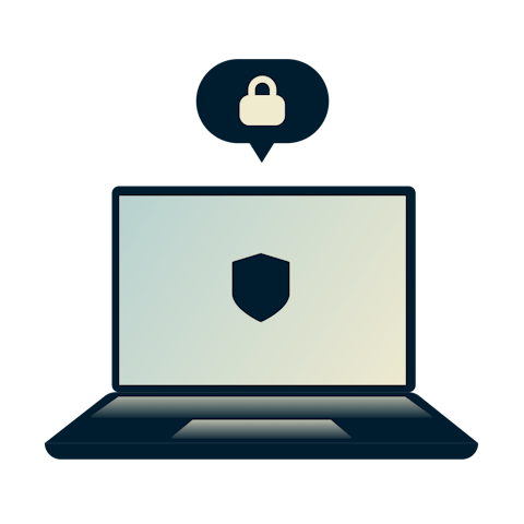 Laptop connesso a internet tramite server proxy.