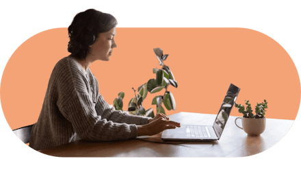 working from home on a laptop