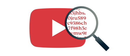 Clase de lupa que se cierne sobre el icono del botón de reproducción de YouTube mostrando la información encriptada.
