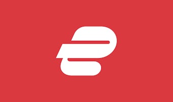 Förhandsvisning: Logotyp ExpressVPN ikon vit på röd