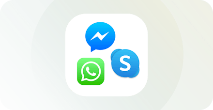 WhatsApp, Viber und Skype-Logos.
