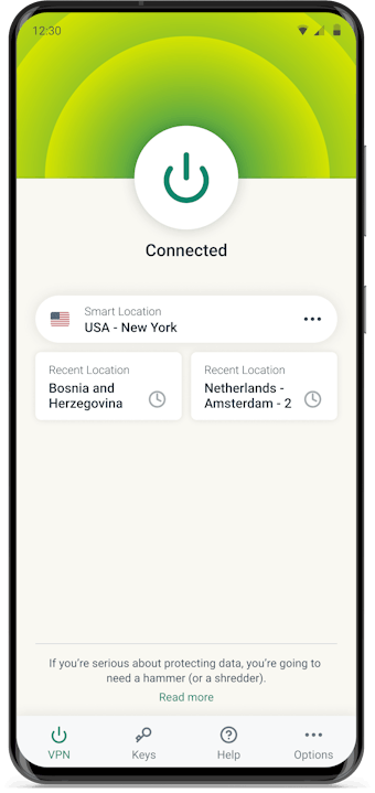 Anteprima: screenshot di Android, ExpressVPN per Android