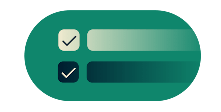 Green checkboxes indicating progress and results. 