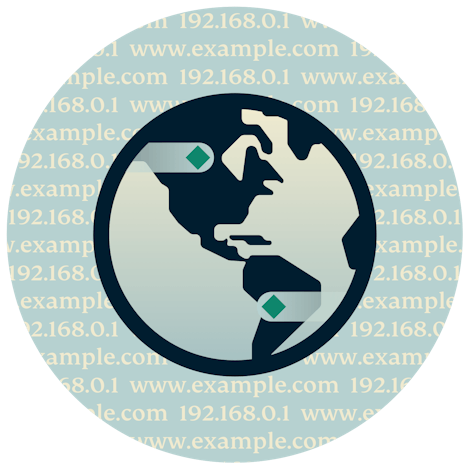 DNS와 미국이 표시된 지구와 배경의 웹사이트 URL