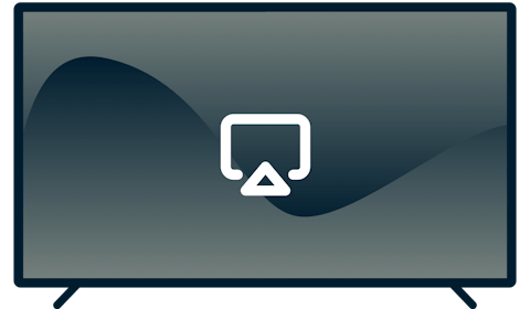 テレビに表示されたAirPlayのロゴ。