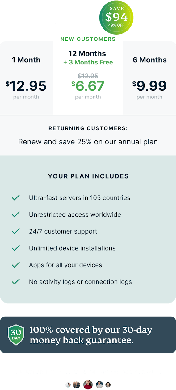 ExpressVPN plans, pricing table and features